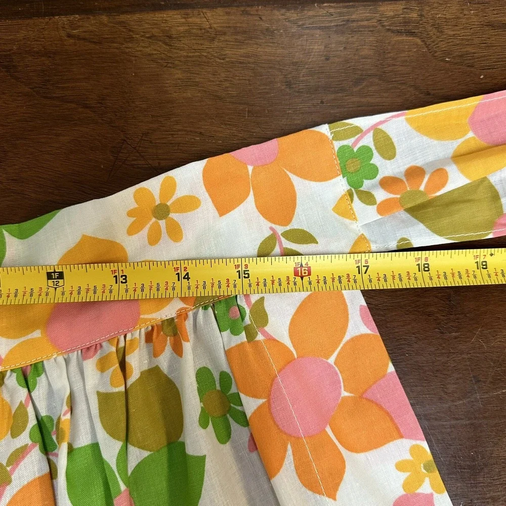 Vintage Half Apron Kitchen 70's Mod Retro Colors Floral Cotton
